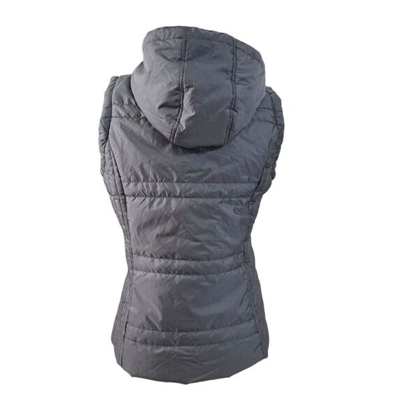 New York & Co Women's Grey Hooded Puffer Vest Fall Winter Outdoor Sz Small - Picture 3 of 9